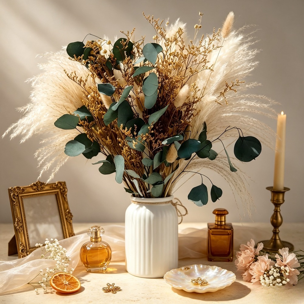 Eucalyptus Preserved - Bouquet d'herbe de pampa séchée naturelle,