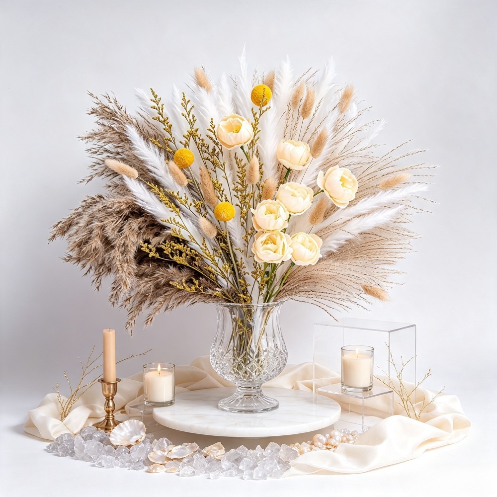 Dried Flower Bunch - Bouquet de fleurs séchées mélangées, Herbe