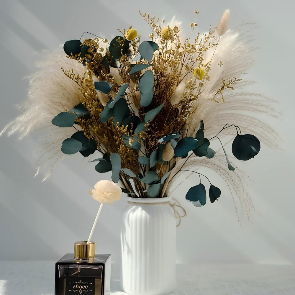 Bouquet d'herbe de pampa séché - Eucalyptus Preserved avis et prix